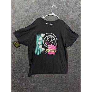Blink-182 Graphic T-Shirt Black Smiley Face Logo Pop Punk Band Tee 2XL NEW